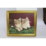 Kittens Painting Oil on Board