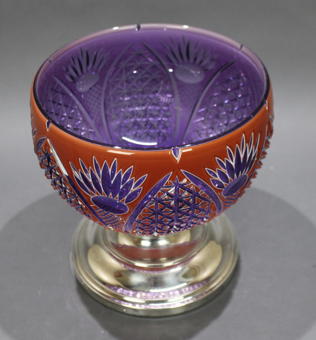 Amethyst Overlay Crystal Silver Footed Bowl - Image 3 of 6