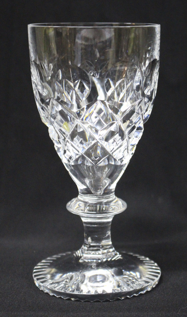 Set of 6 Heavy Cut Glass English Wine Glasses - Image 2 of 6