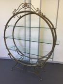 Large Bronzed Gilt Circular Form Display Shelves