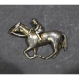 Silver Horse & Jockey Brooch