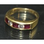 Ruby & Diamond Five Stone Band Ring