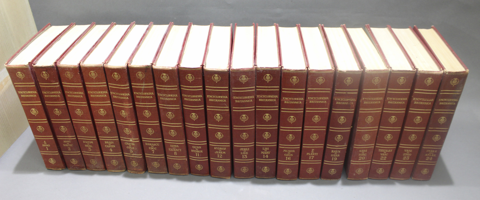 17 Volumes Part Encylopaedia Britannica Red Leather Bound - Image 2 of 6
