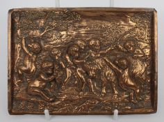 Italian Copper Relief Putti Plaque