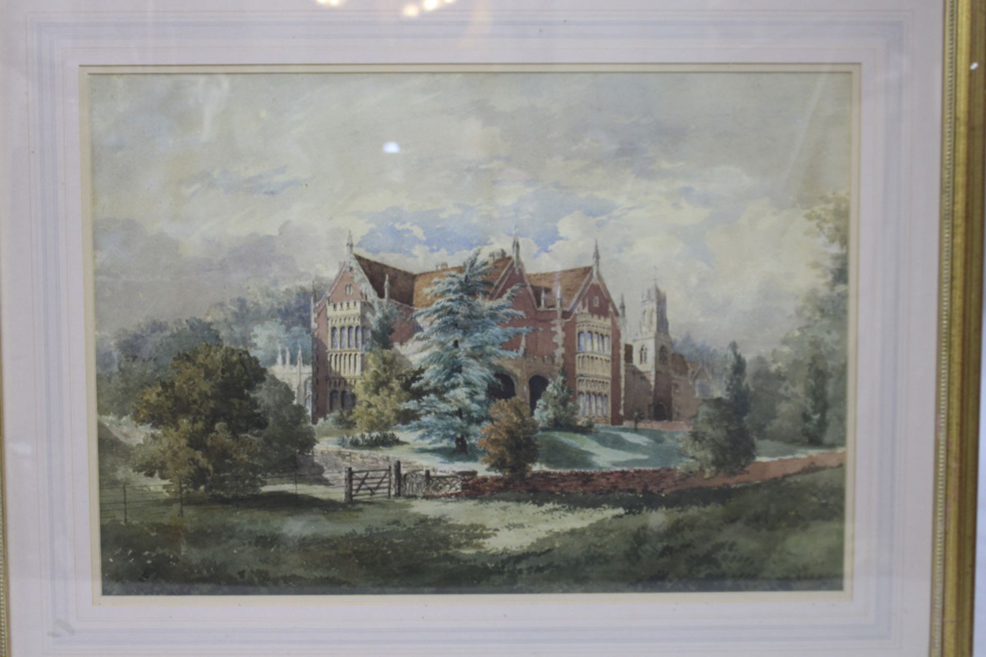 Early 20th c. Watercolour of English Stately Home - Image 4 of 5