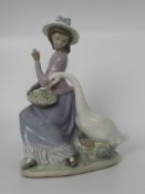 Lladro Figurine Seated Girl with Swan 3054