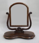 Victorian Mahogany Harp Shaped Toilet Mirror