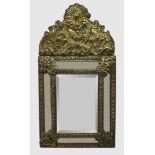 Small 19th c. French RepoussŽ Brass Cushion Mirror