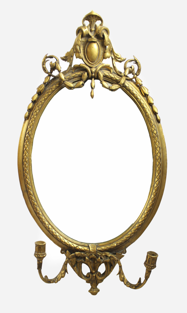 Victorian Oval Gilt Gesso Girandole Mirror