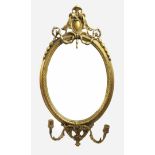 Victorian Oval Gilt Gesso Girandole Mirror