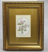 Royal Worcester Sweet Briar Rose Porcelain Plaque Set in Gilt Frame