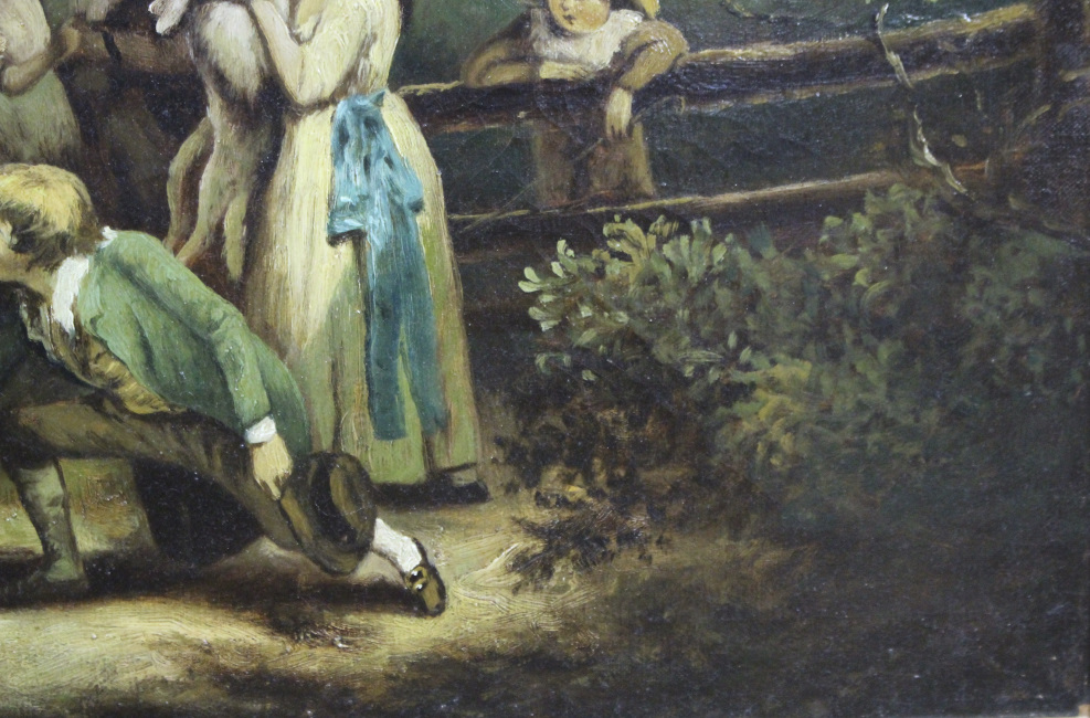 Pair of Early 19th c. Country Genre Scenes Oil on Canvas - Image 8 of 21