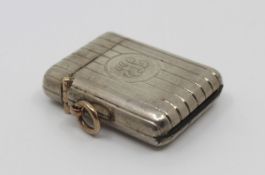 Edwardian Sampson Mordan Solid Silver Vesta Case with Gold Link Chester 1906