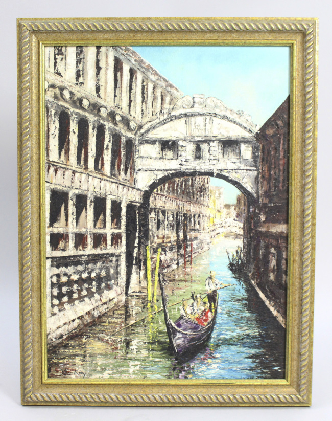 Bridge of Sighs Venice by Alan King Oil on Board - Image 3 of 7