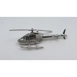 Diamond & Aquamarine 18ct White Gold Helicopter Brooch