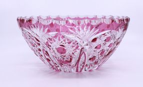 Vintage Bohemian Ruby Overlay Crystal Bowl