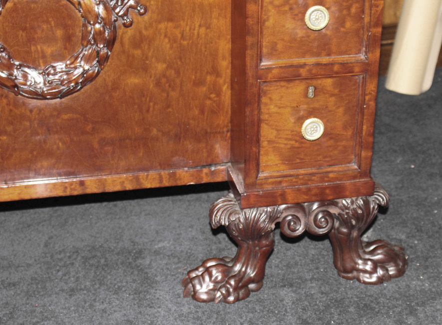 Fine Late 18th c. Mahogany Desk with Carved Feet