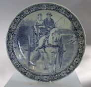 Large 20th c. Boch Delfts Blue & White Charger