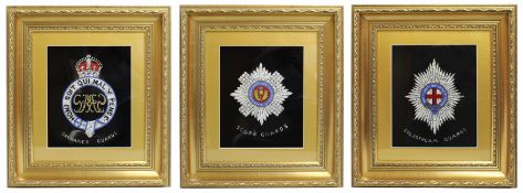 Set of 3 Military Regiment Foil Artworks Set in Gilt Frames