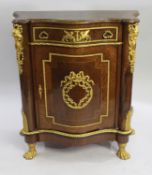 Figured Walnut & Kingwood Serpentine Side Cabinet with Ormolu Mounts