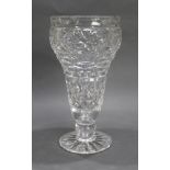 Mid 20th c. Large English Cut Glass Footed Vase