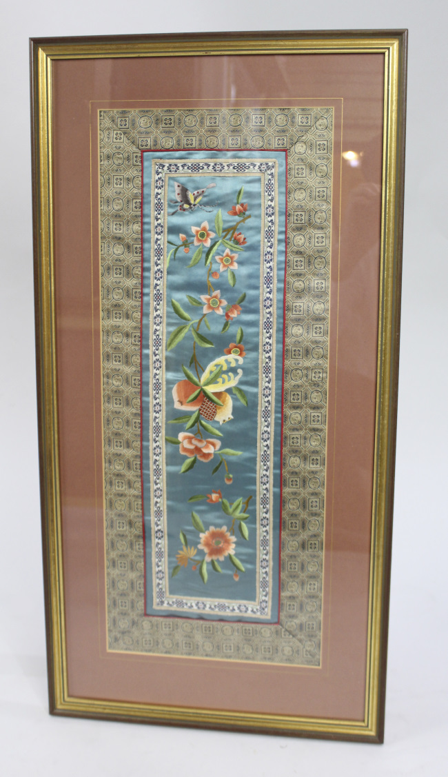 Fine Chinese Silkwork Panel in Gilt Frame