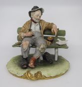 Capodimonte Tramp on Bench by B.Merli