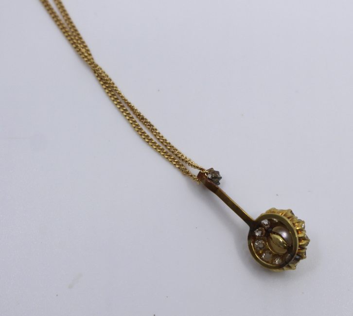 Antique Pearl & Diamond Gold Pendant c.1910 - Image 4 of 6