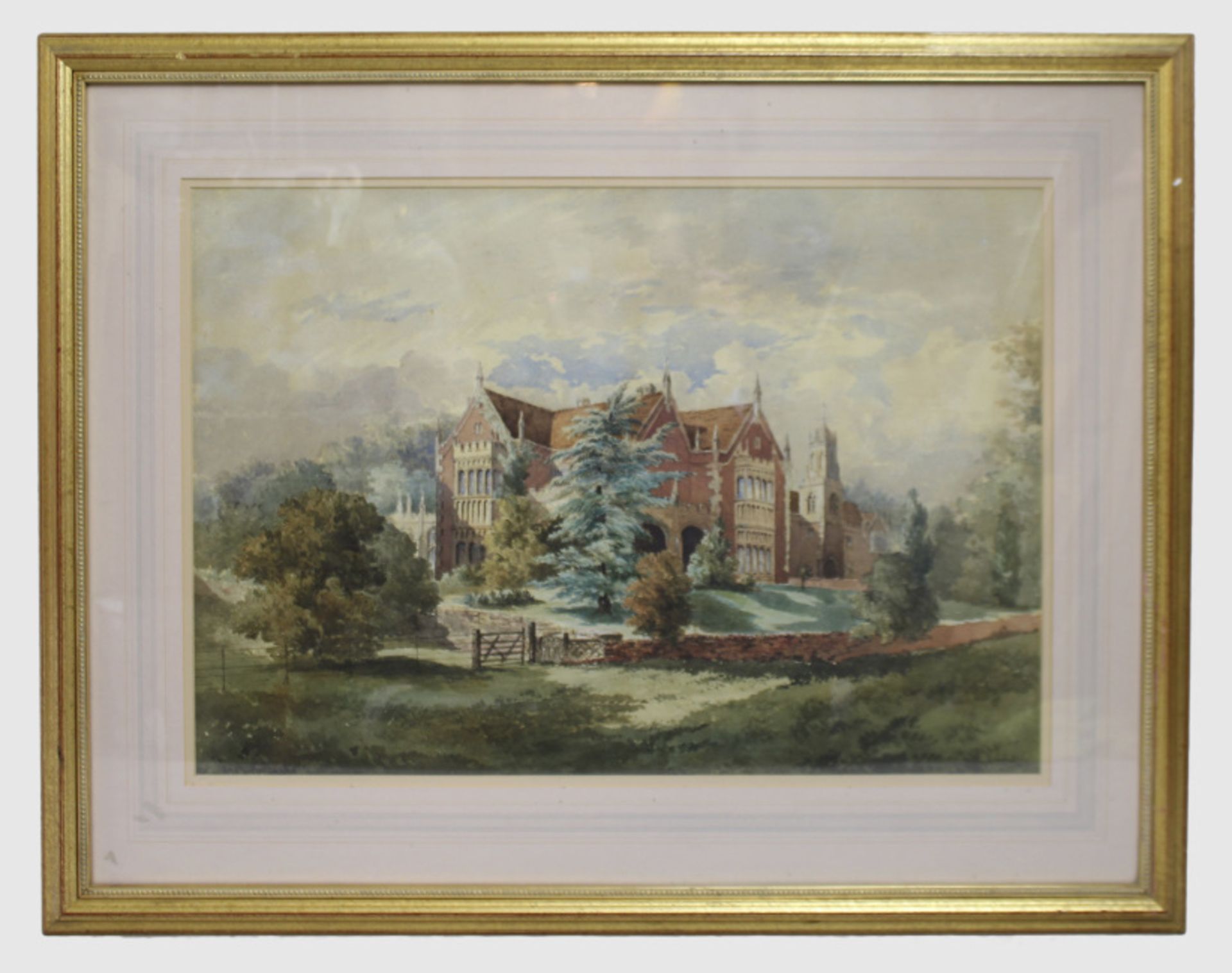 Early 20th c. Watercolour of English Stately Home