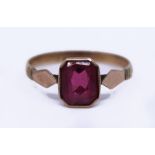 English Ruby Set Rose Gold 9ct Ring c.1930