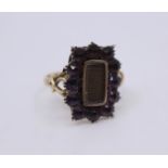 Victorian Mourning Ring with 12 Glass Stones