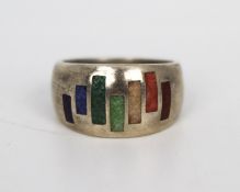 Multicoloured Stone Silver Ring