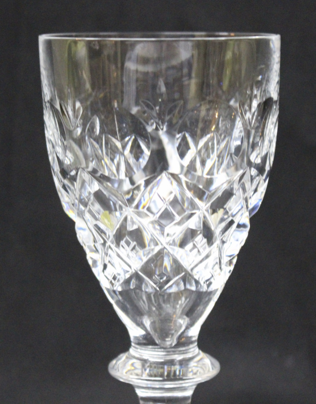 Set of 6 Heavy Cut Glass English Wine Glasses - Image 3 of 6