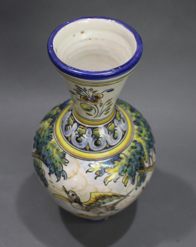 Hand Painted 20th c. Glazed Earthenware Talavera Vase - Image 3 of 4