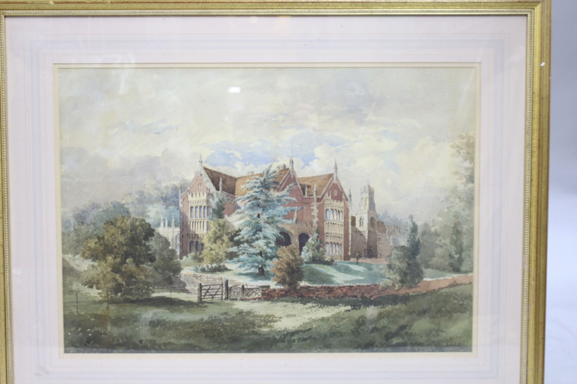 Early 20th c. Watercolour of English Stately Home - Image 2 of 5