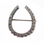 Fine Platinum Diamond Horseshoe Brooch c.1925