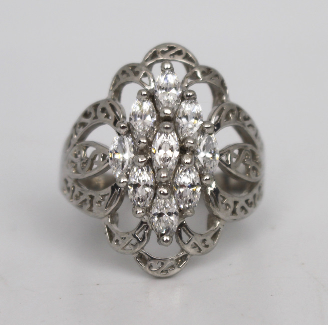 Silver CZ Set Ring