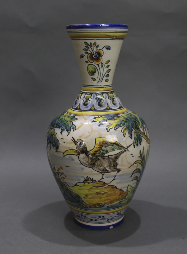 Hand Painted 20th c. Glazed Earthenware Talavera Vase - Image 2 of 4