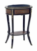 Fine Late 19th c. French Amboyna and Ebonised Oval Jardinire Stand