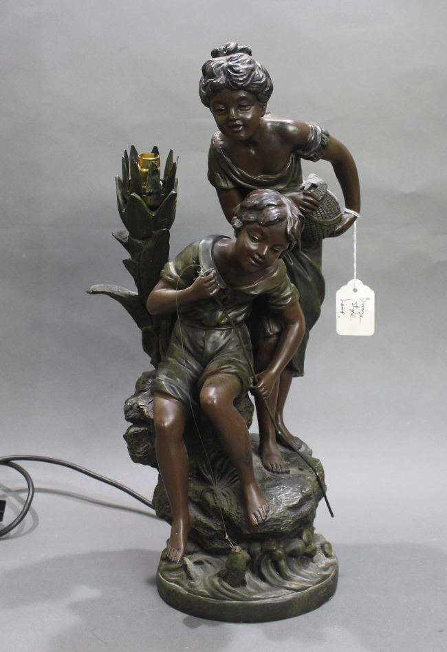 Bronze Style Figural Group Lamp Base
