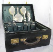 Fine Early 20th c. Walker & Hall Cased Silver Travelling Vanity Case