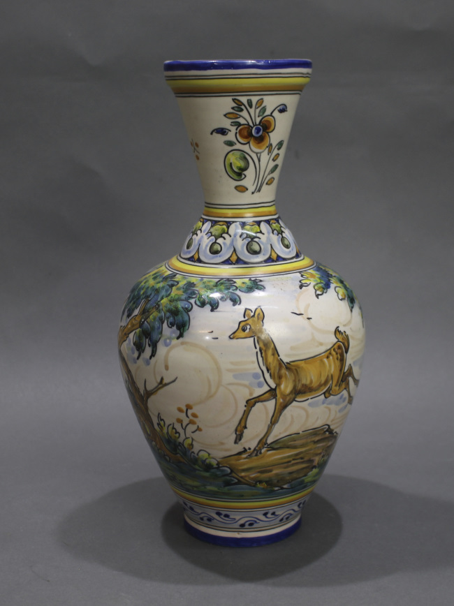 Hand Painted 20th c. Glazed Earthenware Talavera Vase