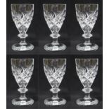 Set of 6 Heavy Cut Glass English Wine Glasses