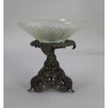 Glass Bowl on Heavy Metal Base Centrepiece