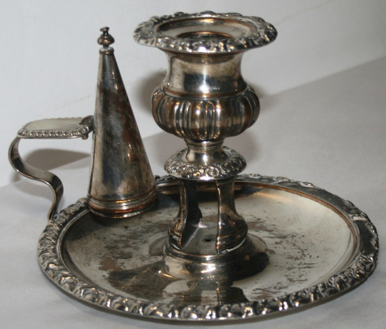 Antique Sheffield Plate Silver Candle Holder