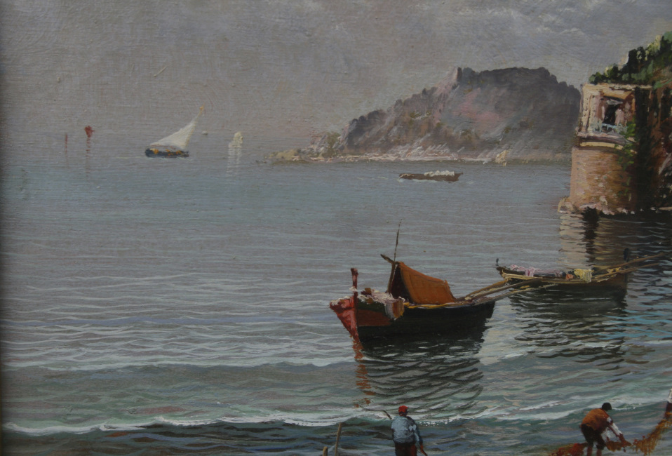 Neapolitan Seascape by Elio Amoroso Oil on Board c.1950 - Image 5 of 13