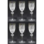 Set of 6 Heavily Cut Waterford Knopped Stem Port Glasses