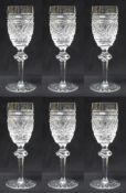 Set of 6 Heavily Cut Waterford Knopped Stem Port Glasses