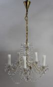 Vintage Cut Glass Crystal Five Light Chandelier