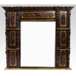 Impressive Mid 19th c. Carved Oak Overmantle Mirror